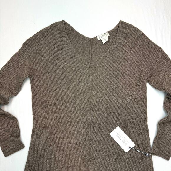 NWT Ruby Moon V Neck Ribbed Knit Sweater Small Cocoa Brown Pullover Soft Cozy - Picture 5 of 12